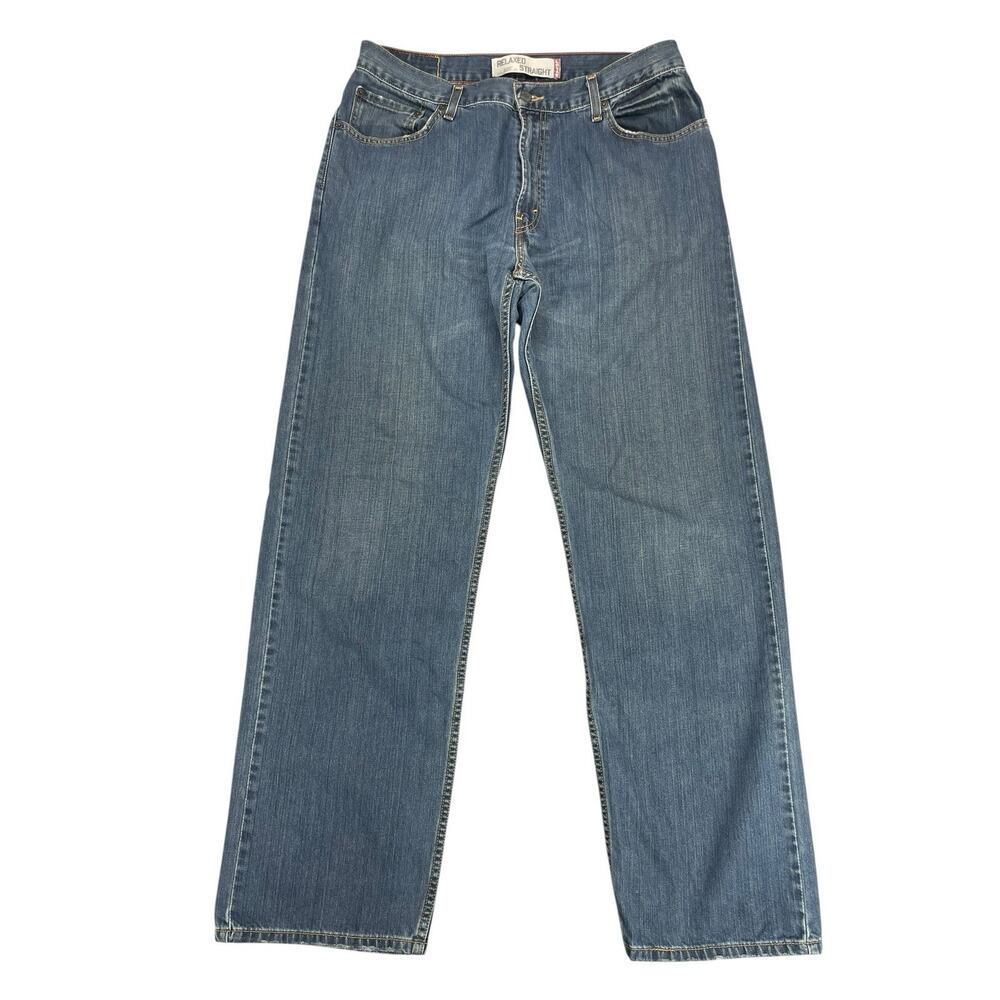 Levis 559 Relaxed Straight Leg Jeans Mens Sz 36x33 Blue Medium Wash Distressed